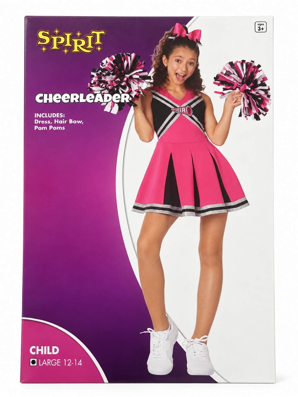 Spirit 💗& 🖤 GIRLS L / WOMANS XXS-XS cheerleader Costume w/ Pom Pom’s& Hair Bow